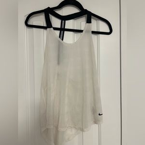 Nike Dri Fit Sheer Strappy Athletic Tank Top White